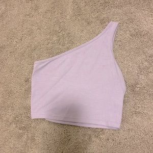 One Shoulder Ribbed Crop
